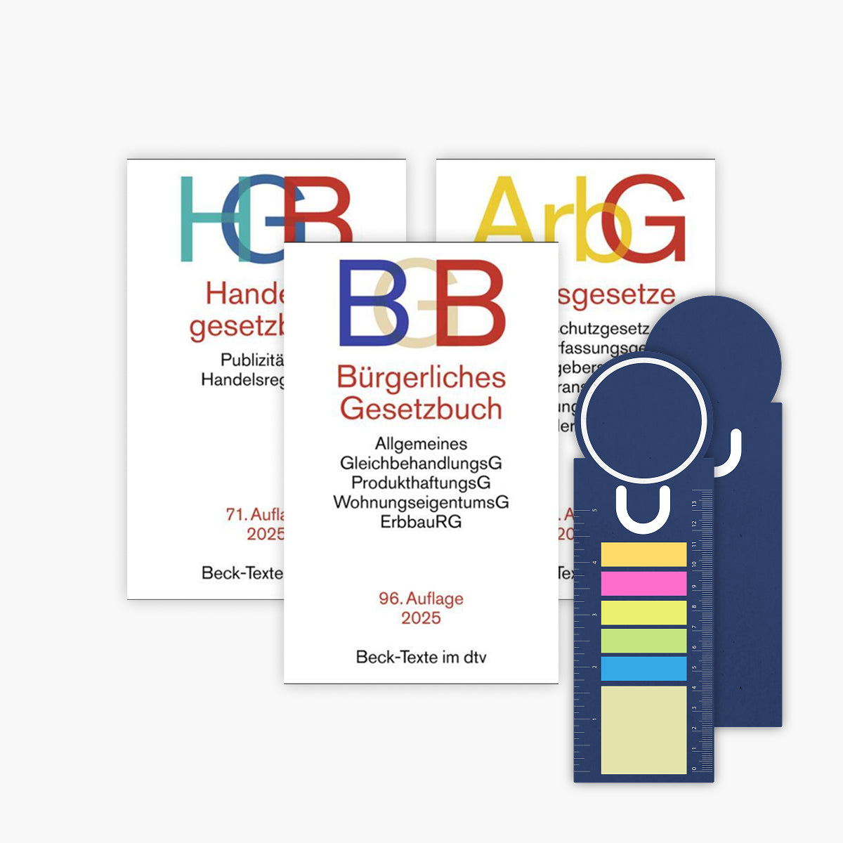 BGB + HGB + ArbG in der je aktuellen Auflagen im Set + exklusive Sticky Notes