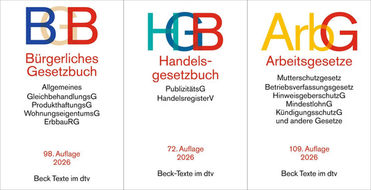 BGB + HGB + ArbG in der je aktuellen Auflagen im Set + exklusive Sticky Notes