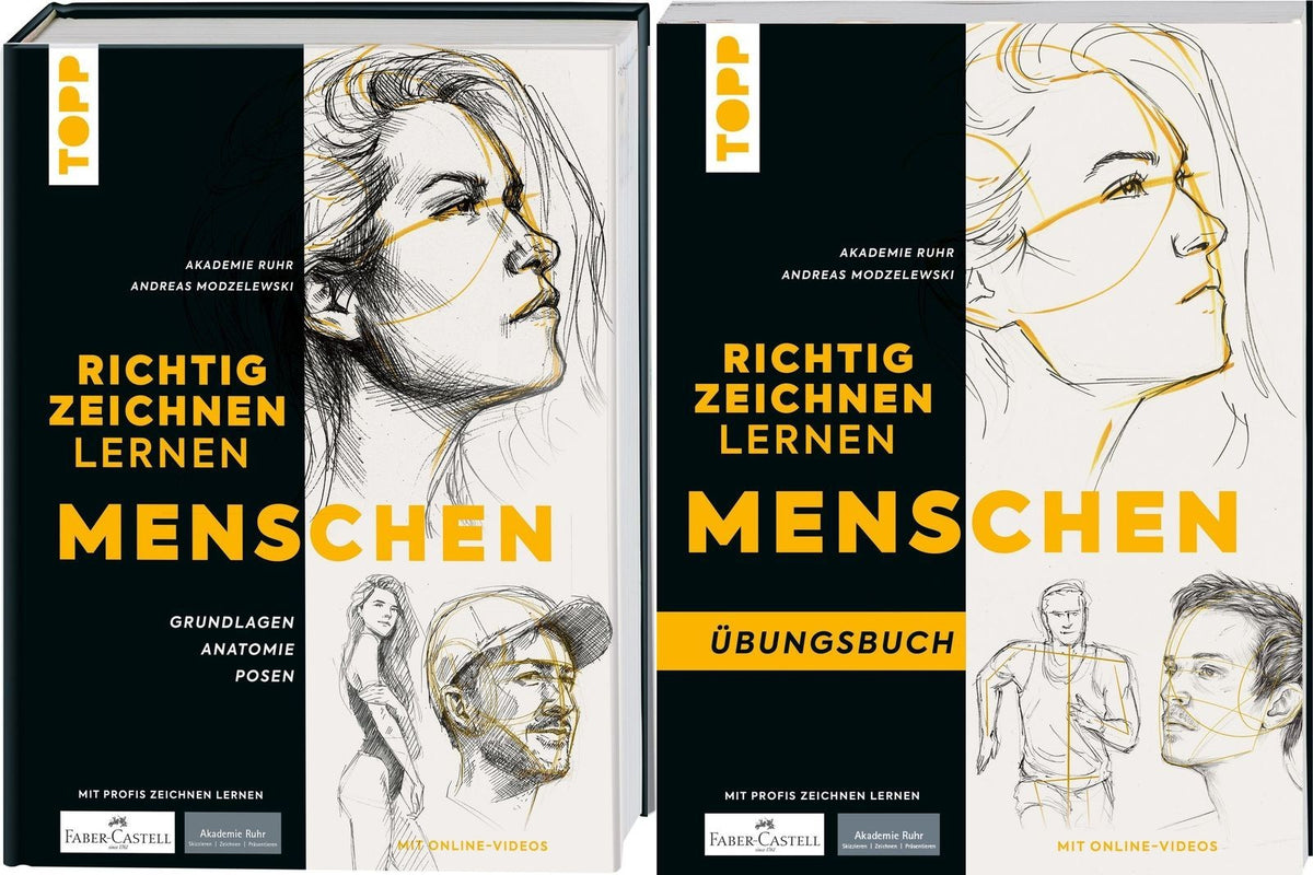 Richtig zeichnen lernen Menschen + Übungsbuch + 1 exklusives Postkartenset
