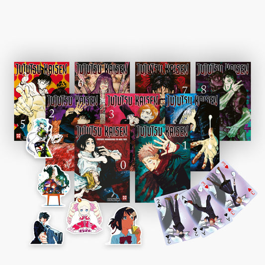 Jujutsu Kaisen Band 0-8 + Spielkarten plus 1 exklusives Stickerset