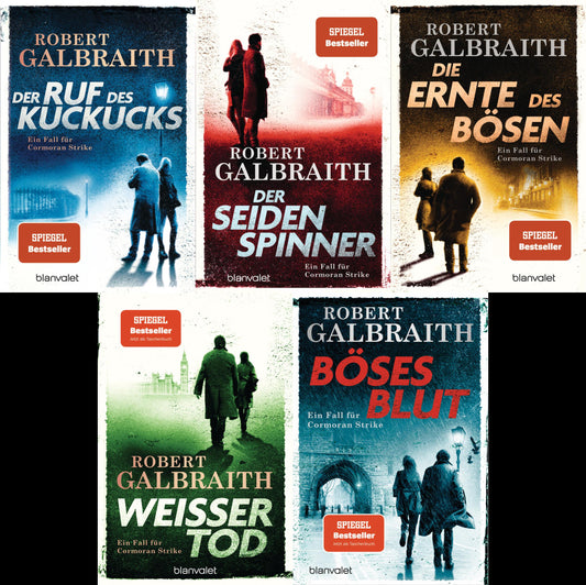 Die Cormoran-Strike-Reihe Band 1-5 plus 1 exklusives Postkartenset