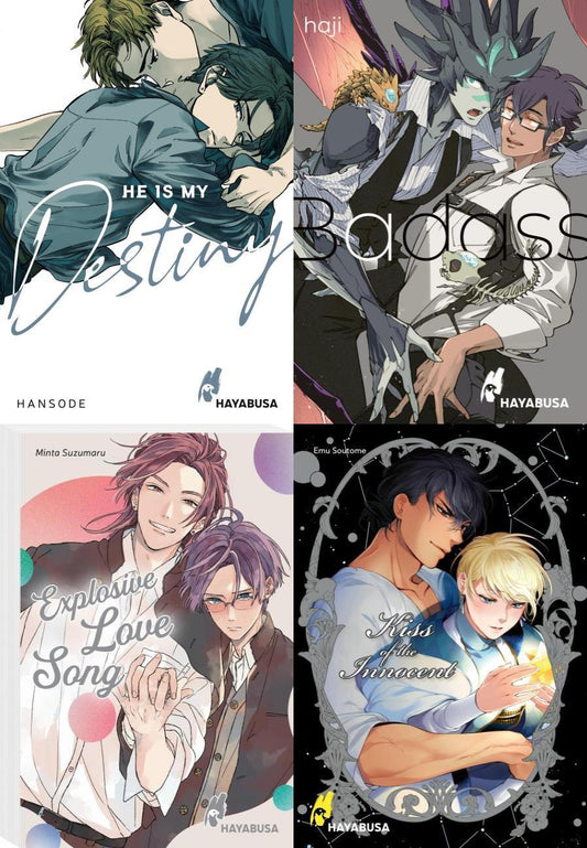 Hayabusa: 4 Hot and Spicy Boys-Love-Mangas im Set + 1 exklusives Postkartenset