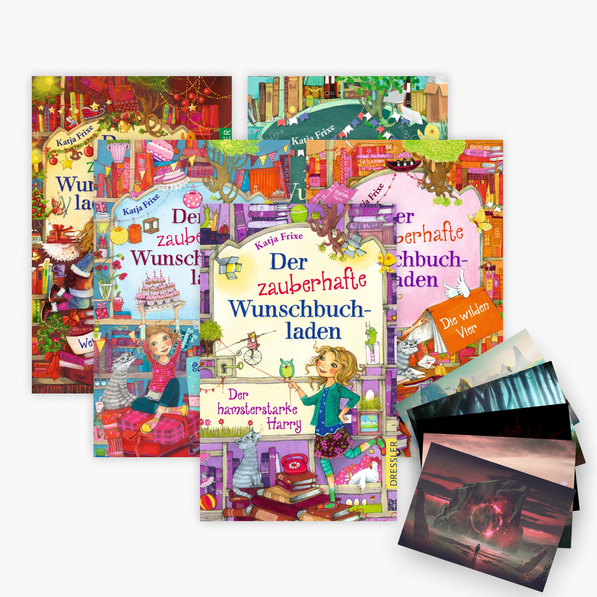 Der zauberhafte Wunschbuchladen in 5 Bänden plus 1 exklusives Postkartenset