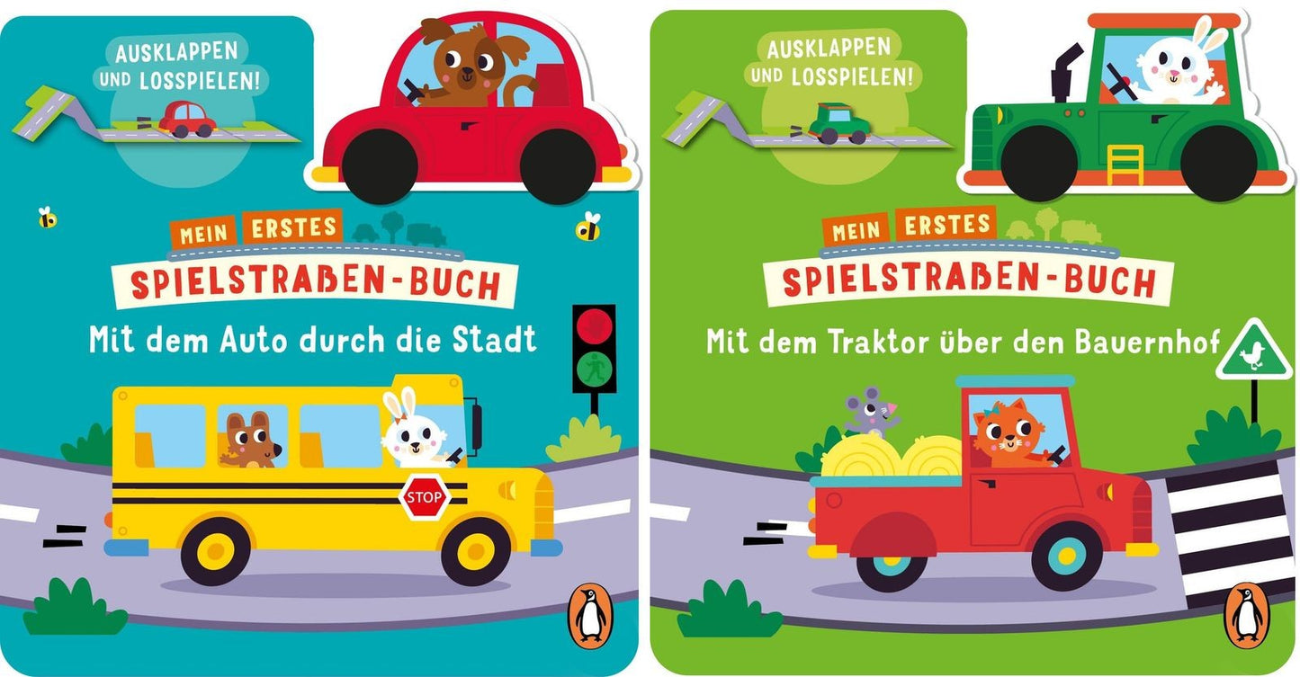 Mein erstes Spielstraßen-Buch-Set: 2 Bücher mit Auto + Traktor + 1 exklusives Postkartenset