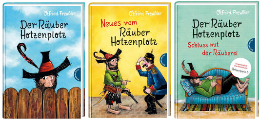 3 kolorierte Bücher vom Räuber Hotzenplotz im Set + 1 exklusives Postkartenset