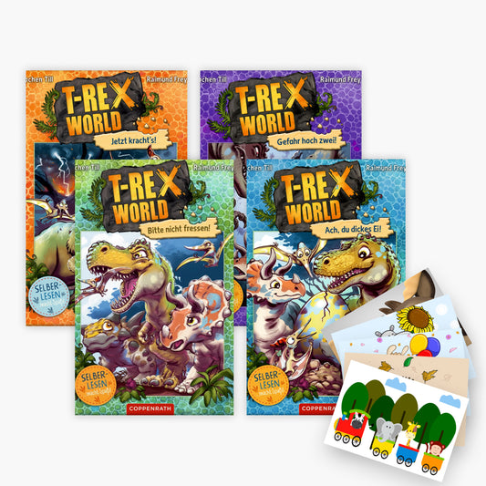 T-Rex World Band 1-4 plus 1 exklusives Postkartenset
