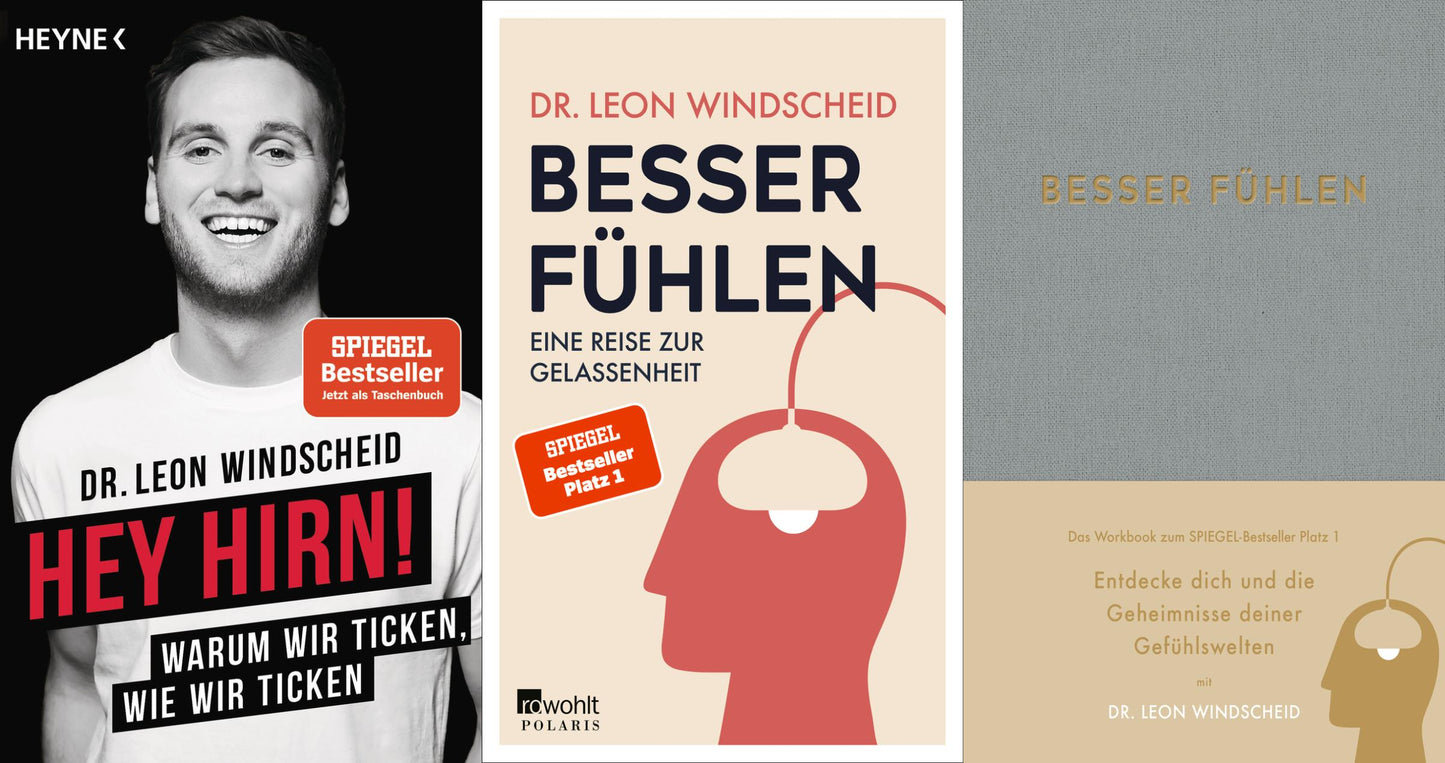 Hey Hirn + Besser fühlen + Workbook von Dr. Leon Windscheid + 1 exklusives Postkartenset