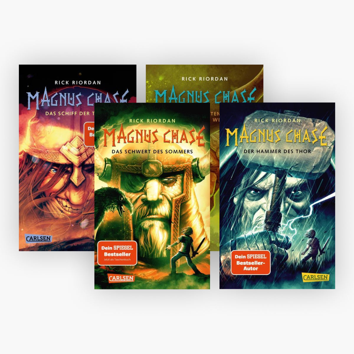 Die Magnus Chase-Reihe Band 1-4 plus 1 exklusives Postkartenset
