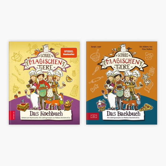 Die Schule der magischen Tiere: Kochbuch + Backbuch im Set + 1 exklusives Postkartenset