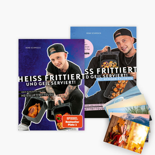 Das Heißluftfritteusen-Set 2 Bände + 1 exklusives Postkartenset
