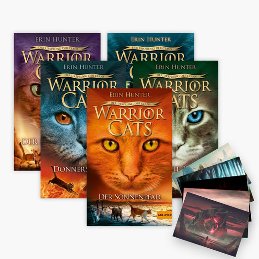 Warrior Cats Staffel V Band 1-5 plus 1 exklusives Postkartenset