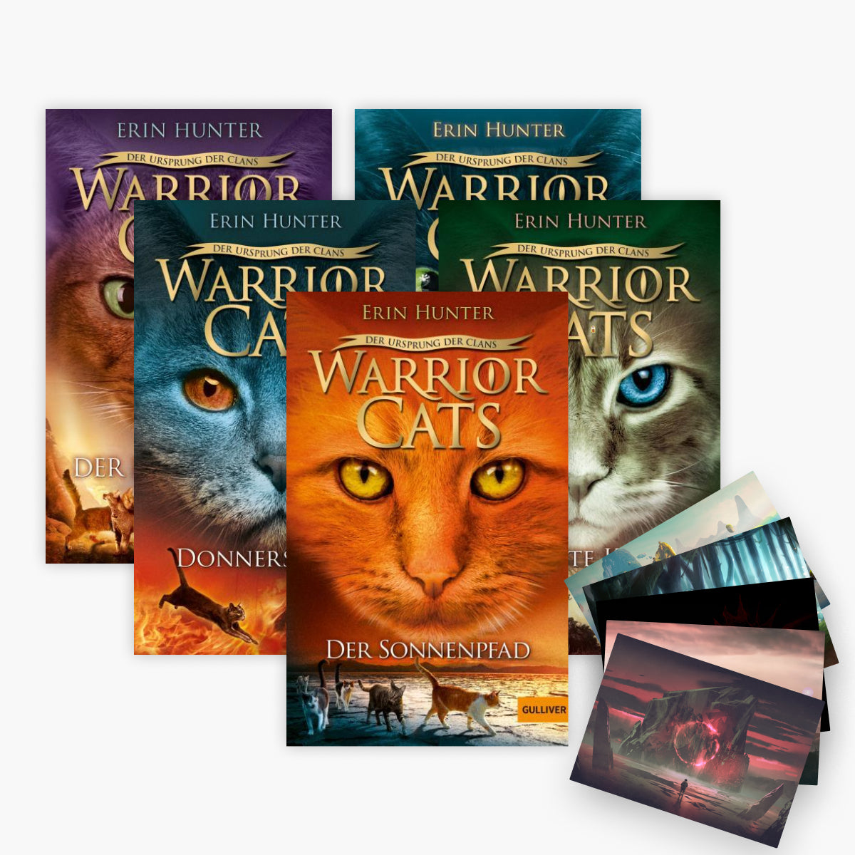 Warrior Cats Staffel V Band 1-5 plus 1 exklusives Postkartenset
