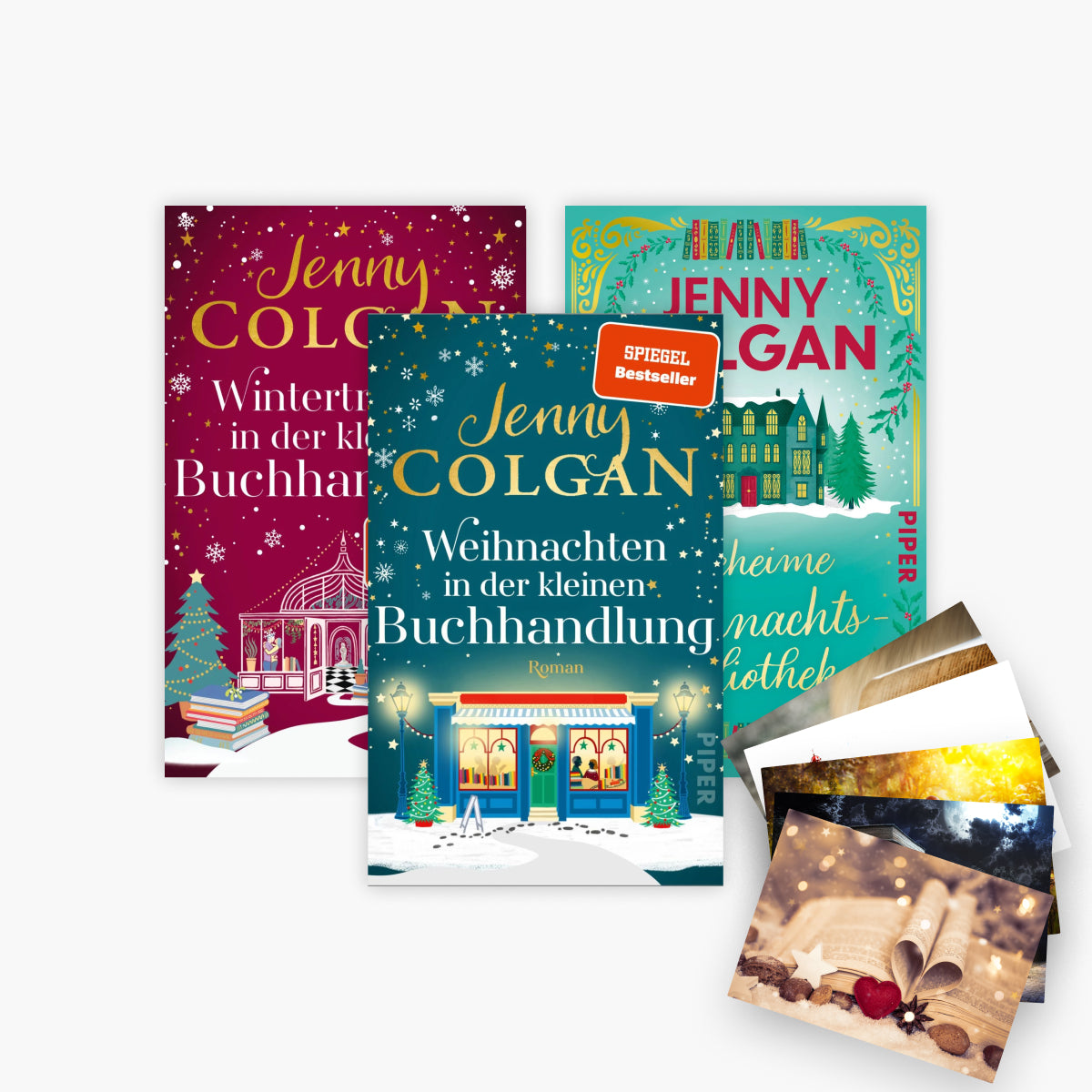 Weihnachten + Winterträume in der kleinen Buchhandlung + Die geheime Weihnachtsbibliothek im Set + 1 exklusives Postkartenset