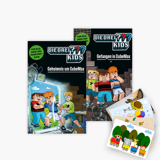 Die drei ??? Kids CubeMax Abenteuer-Set 2 Bände + 1 exklusives Postkartenset
