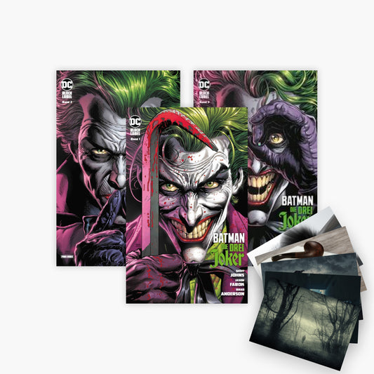 Batman-Comics: Die Drei Joker Band 1-3 plus 1 exklusives Postkartenset