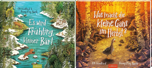 Es wird Frühling, kleiner Bär + Was macht die kleine Gans im Herbst + 1 exklusives Postkartenset