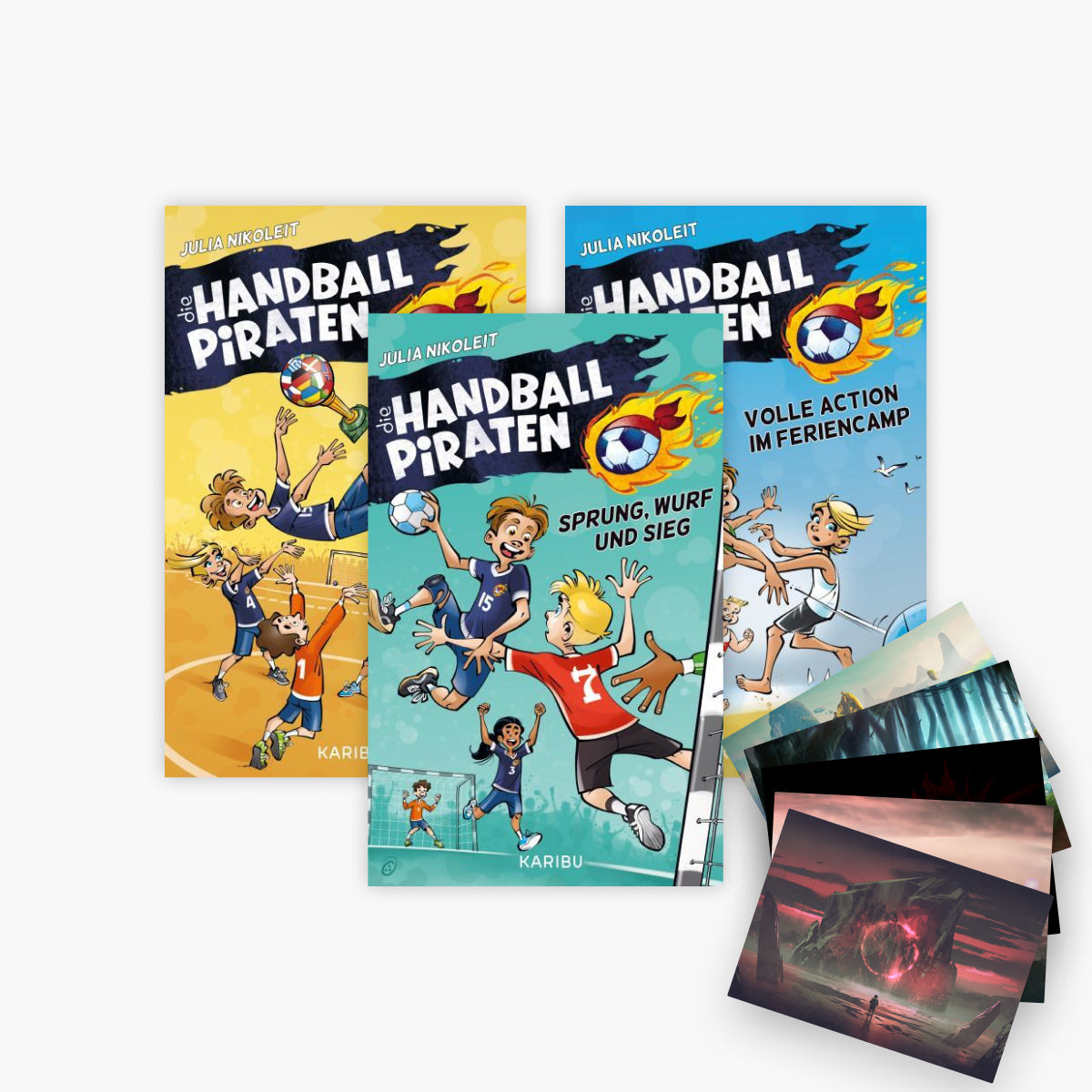 Die Handball-Piraten - Reihe Band 1-3 plus 1 exklusives Postkartenset