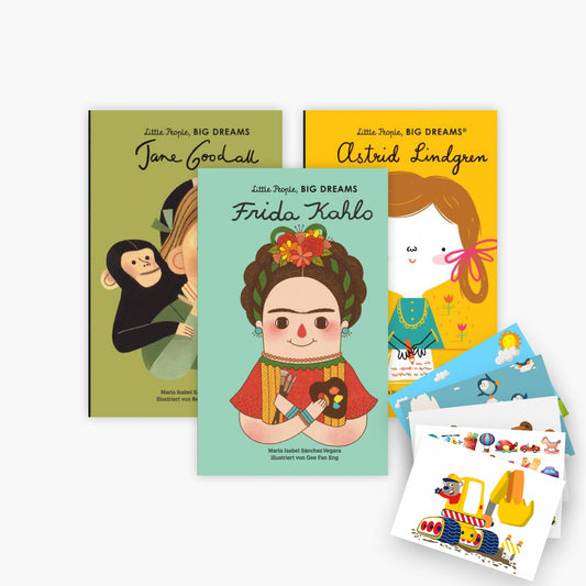 Little People, BIG DREAMS - Frida Kahlo, Jane Goodall, Astrid Lindgren + 1 exklusives Postkartenset