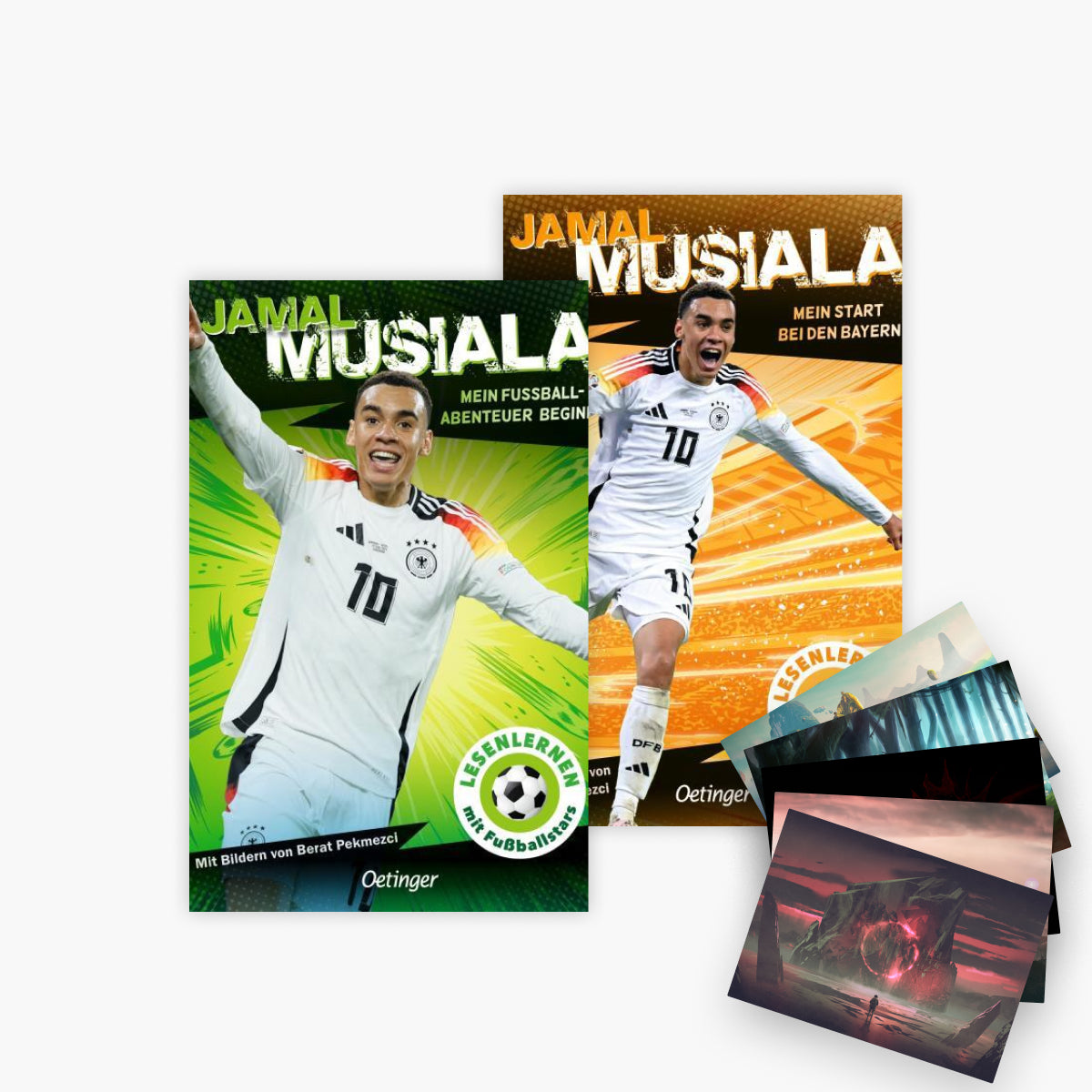 Fußballstar Jamal Musiala 2 Bücher + 1 exklusives Postkartenset