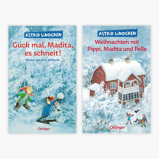 Guck mal, Madita, es schneit + Weihnachten mit Pippi, Madita und Pelle + 1 exklusives Postkartenset
