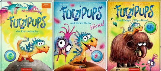 Furzipups, der Knatterdrache + Furzipups und Hicksi Huhn + Rüdiger Rülpsrüssel + 1 exklusives Postkartenset
