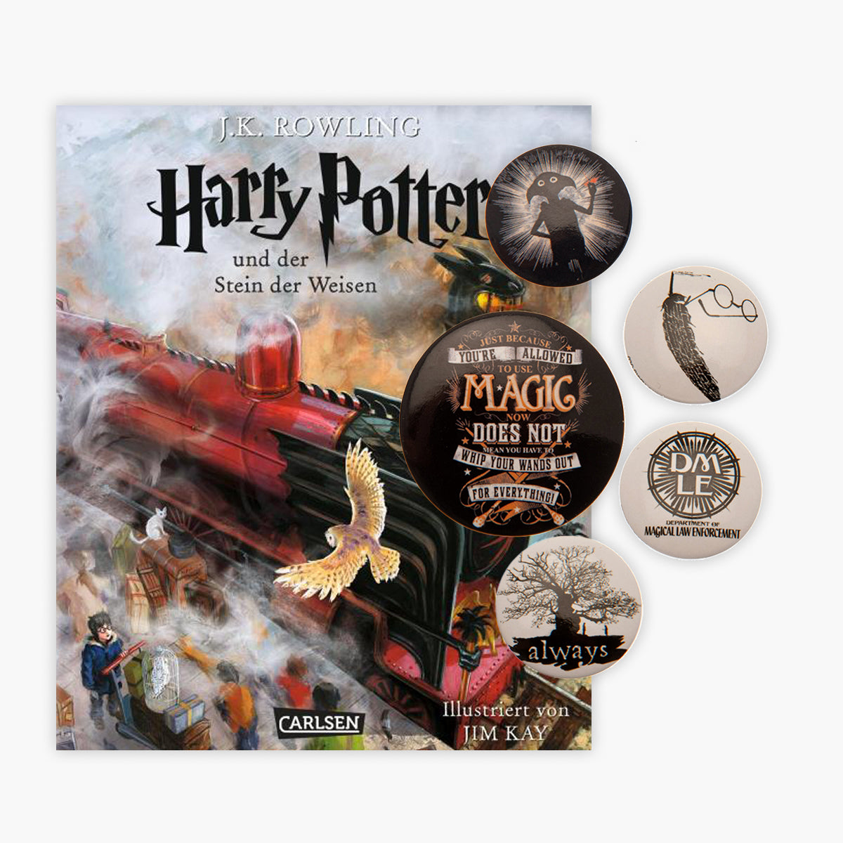 SCHMUCKAUSGABE: Harry Potter und der Stein der Weisen (vierfarbig illustrierte Schmuckausgabe) + 1. Original Harry Potter Button