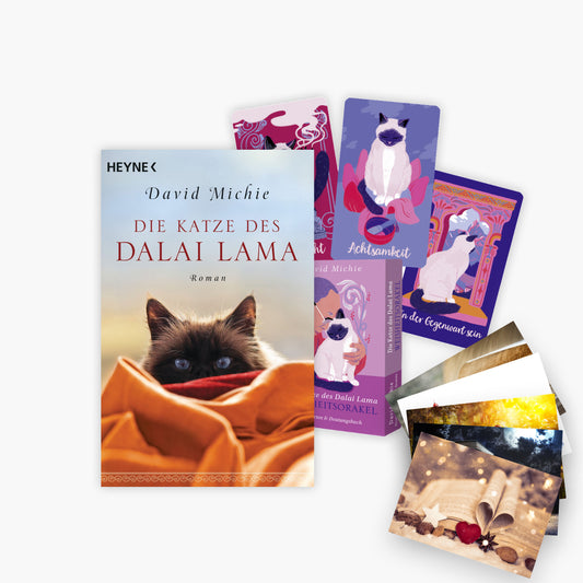 Die Katze des Dalai Lama-Set, Roman + Weisheitsorakel-Karten + 1 exklusives Postkartenset