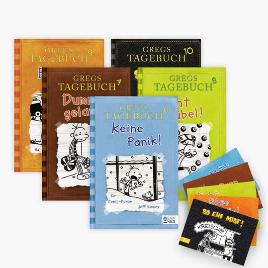 Gregs Tagebuch Band 6-10 plus passende Postkarten zu jedem Band