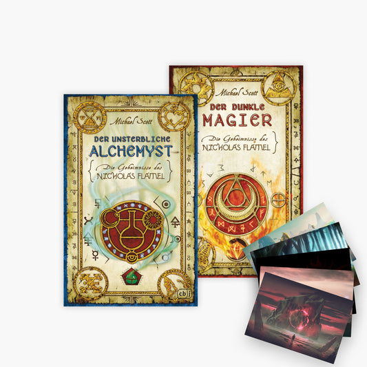 Nicholas Flamel Abenteuer-Reihe Band 1+2 plus 1 exklusives Postkartenset