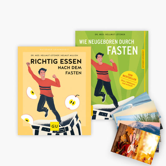 Richtig essen nach dem Fasten + Wie neugeboren durch Fasten + 1 exklusives Postkartenset