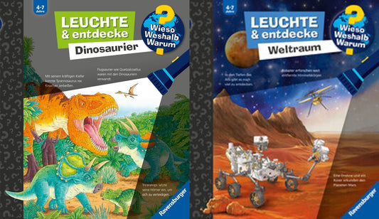 Wieso? Weshalb? Warum? Leuchte und entdecke: Dinosaurier + Weltraum + 1 exklusives Postkartenset