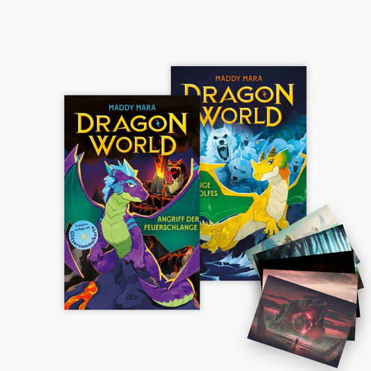 Die Dragon World-Reihe Band 1+2 plus 1 exklusives Postkartenset