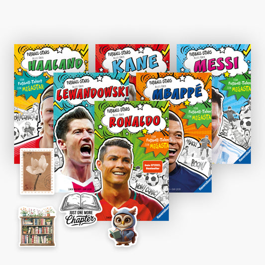 Die Fußball-Stars-Reihe in 6 Bänden + 1 exklusives Stickerset