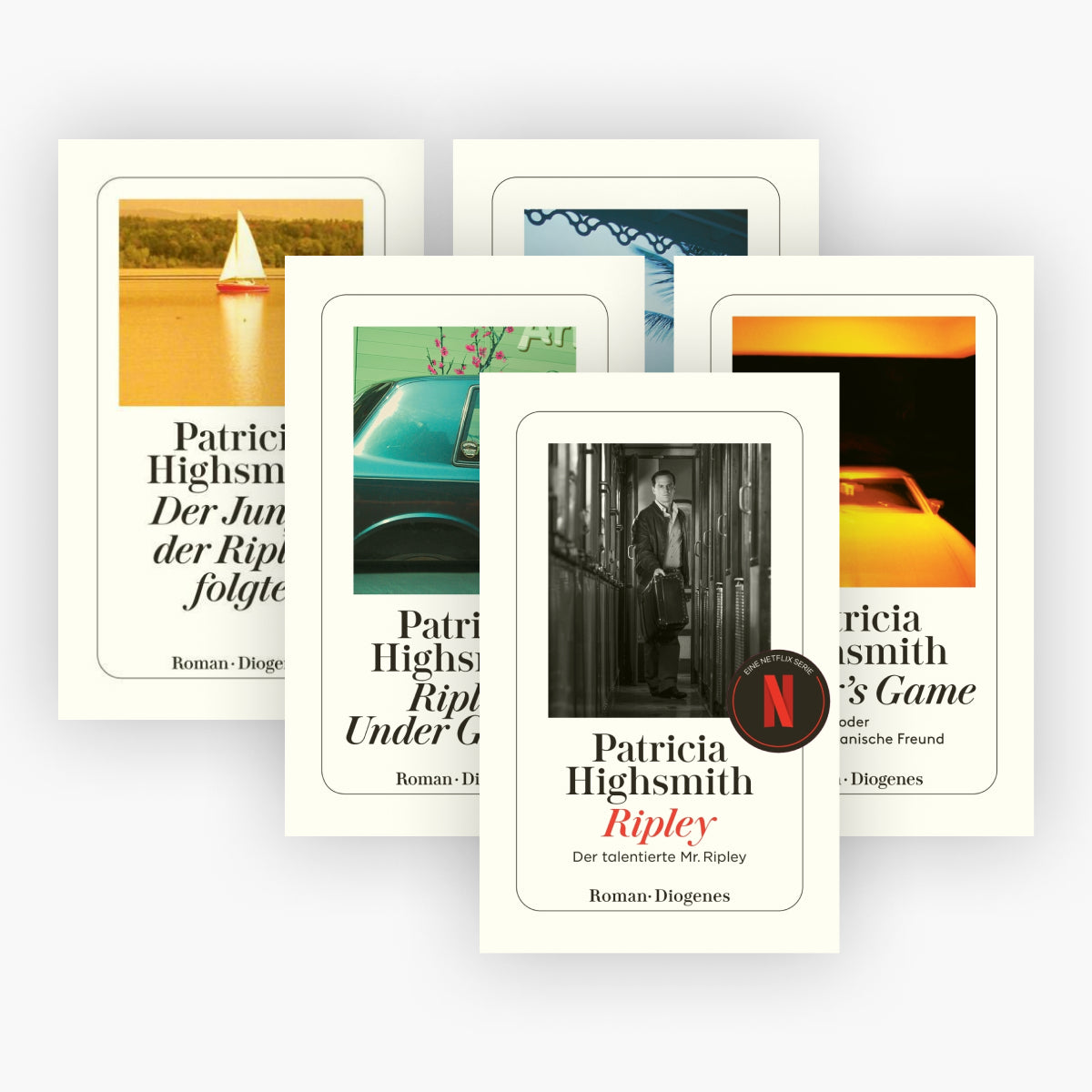 Die Tom Ripley-Reihe Band 1-5 plus 1 exklusives Postkartenset