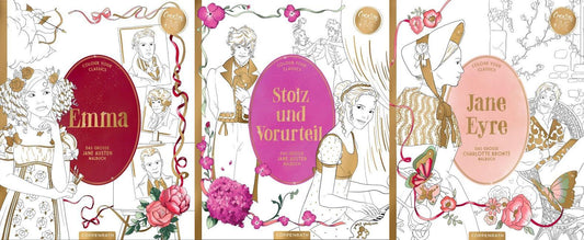 Colour your Classics: 3 schöne Malbücher im Set + 1 exklusives Postkartenset