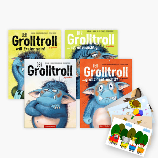 Der Grolltroll in 4 Bänden plus 1 exklusives Postkartenset