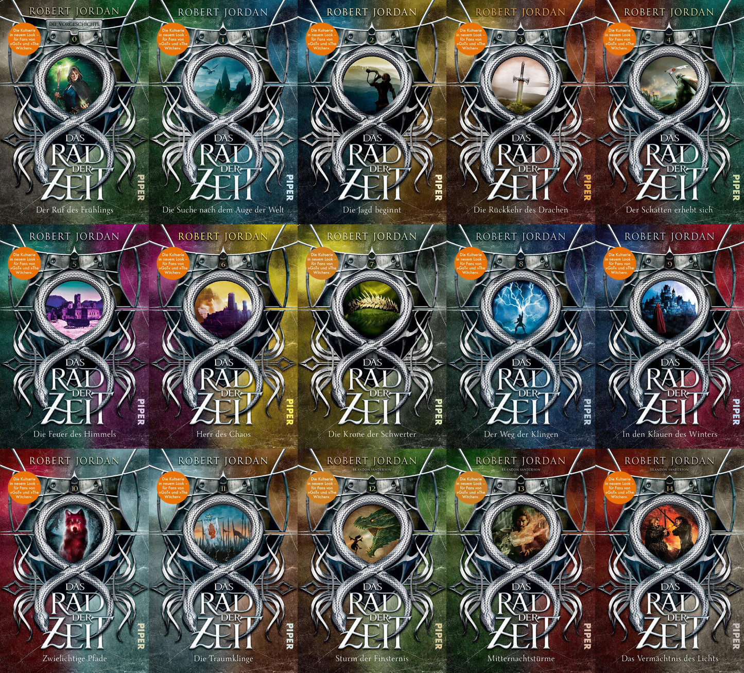 Das Rad der Zeit in 15 Bänden + 1 exklusives Postkartenset