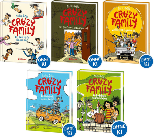 Die Crazy Family-Reihe Band 1-5 plus 1 exklusives Postkartenset