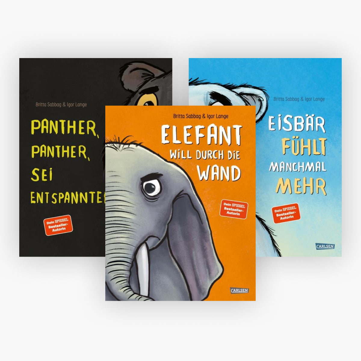 Elefant will durch die Wand + Panther, Panther, sei entspannter + Eisbär fühlt manchmal mehr + 1 exklusives Postkartenset