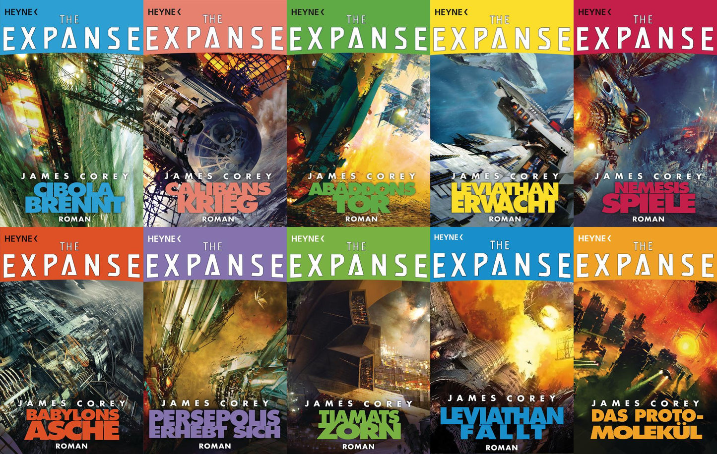 James Corey Expanse Reihe Band 1-10 + 1 exklusives Postkartenset