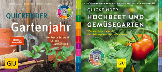 Quickfinder Gartenjahr + Hochbeet und Gemüsegarten im Set + 1 exklusives Postkartenset