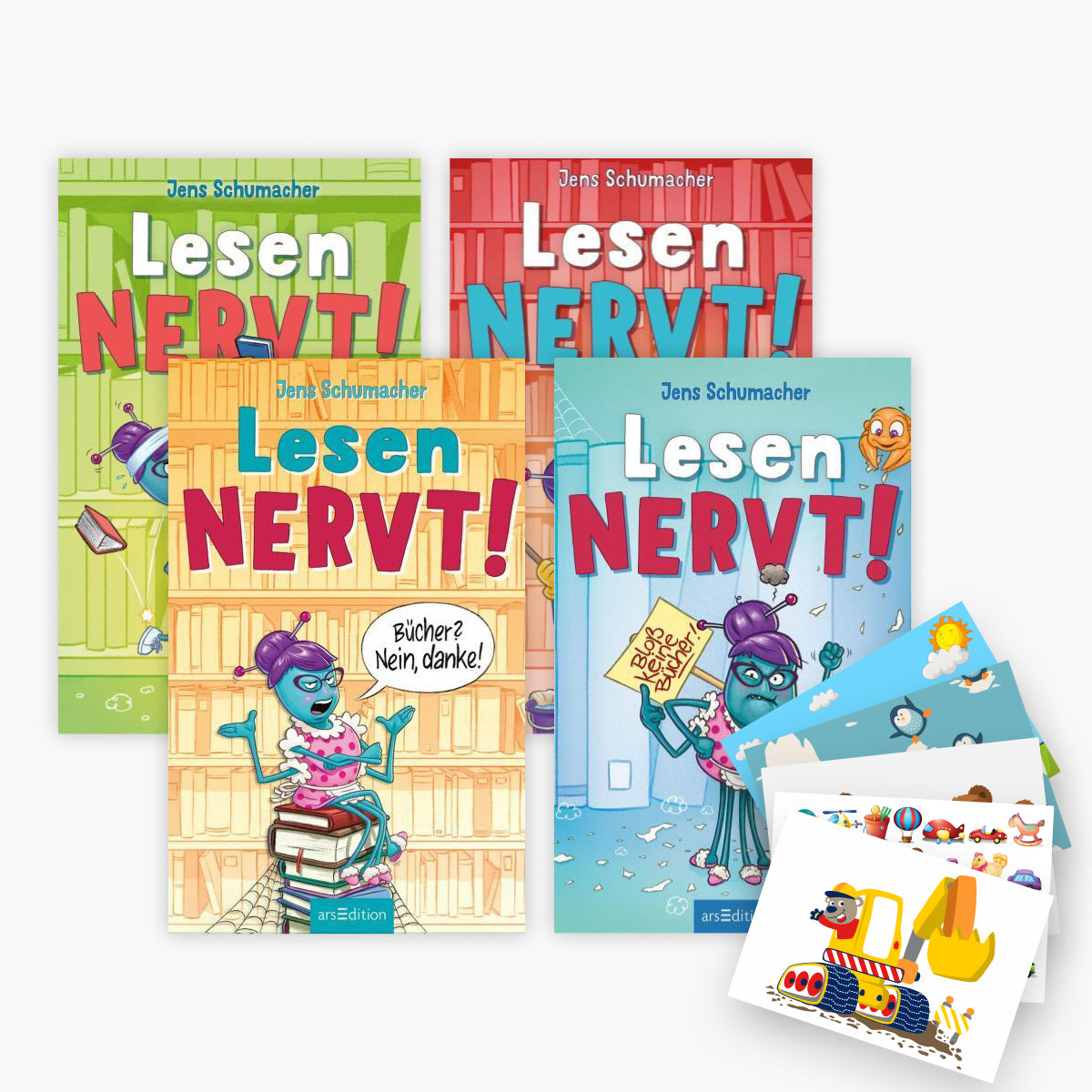 Die Lesen nervt-Reihe Band 1-4 plus 1 exklusives Postkartenset