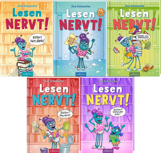 Die Lesen nervt-Reihe Band 1-5 plus 1 exklusives Postkartenset
