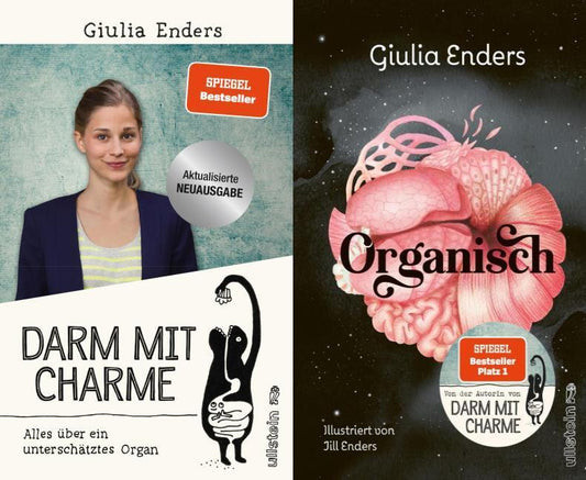 Giulia Enders Buchset – Darm mit Charme Neuauflage & Organisch – Bestseller Set Gesundheit Ernährung Mikrobiom Verdauung – 2 lehrreiche Bücher inkl. Lesezeichen – Humorvoll & wissenschaftlich erklärt