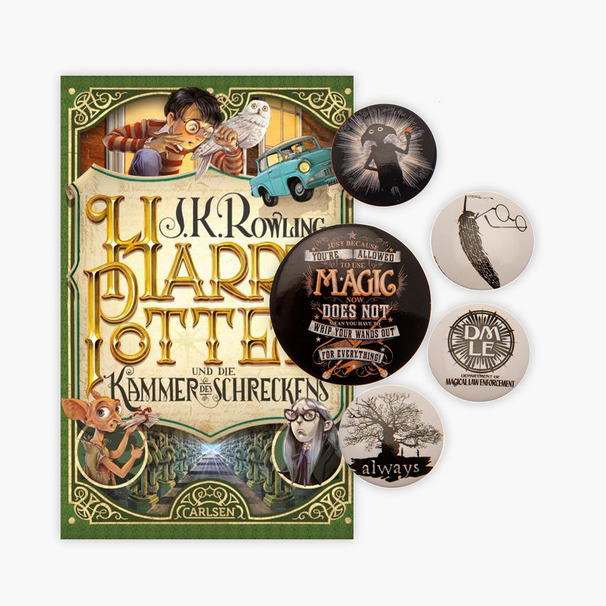 Carlsen Verlag Harry Potter und die Kammer des Schreckens (2 Band, Gebundene Ausgabe) + 1x Original Harry Potter Button