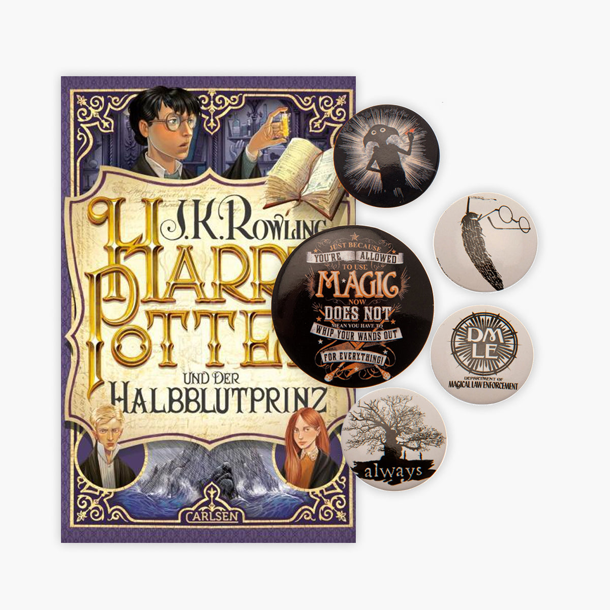Harry Potter und der Halbblutprinz (6. Band, Gebundene Ausgabe) + 1x original Harry Potter Button