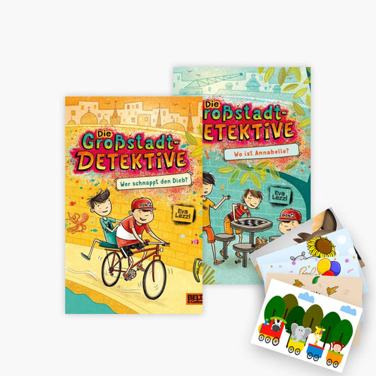 Die Großstadtdetektive Band 1+2 plus 1 exklusives Postkartenset