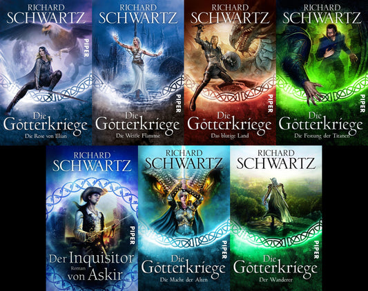 Richard Schwartz, Die Götterkriege Band 1-7 + 1 exklusives Postkartenset
