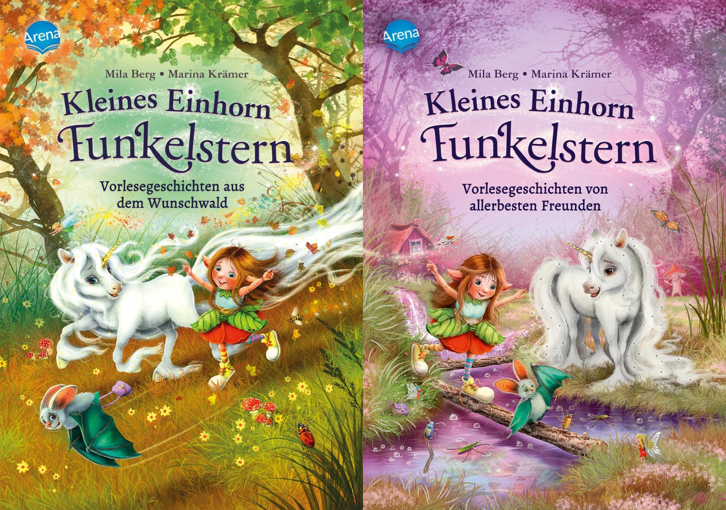 Kleines Einhorn Funkelstern Vorlesegeschichten Band 1+2 plus 1 exklusives Postkartenset