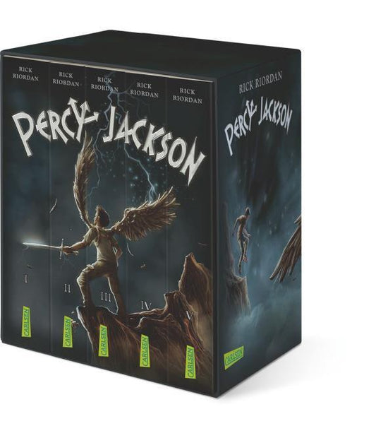 Percy Jackson Band 1-5 im Schuber + 1 exklusives Postkartenset